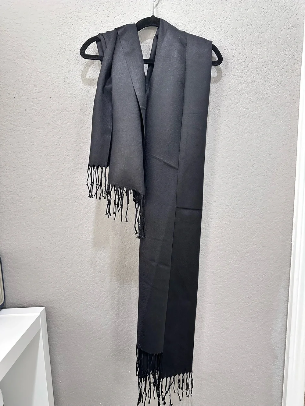 Unisex US BAYS Black Viscose Fringe Pashmina Shawl Wrap Scarf